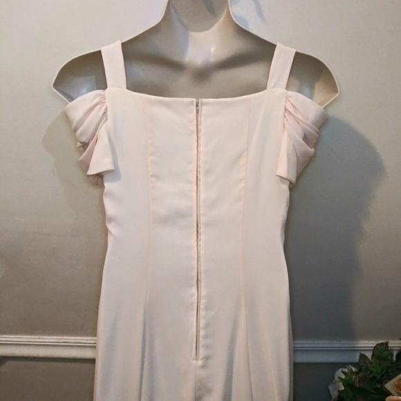 Vintage Scott McClintock Pale Pink Off Shoulder Special Occasion Chiffon Gown - Picture 5 of 8